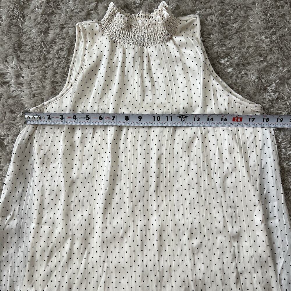 Sarah Michelle Sleeveless Top MEDIUM Turtleneck Ivory Lined Polka-Dot Elegant - Picture 4 of 6